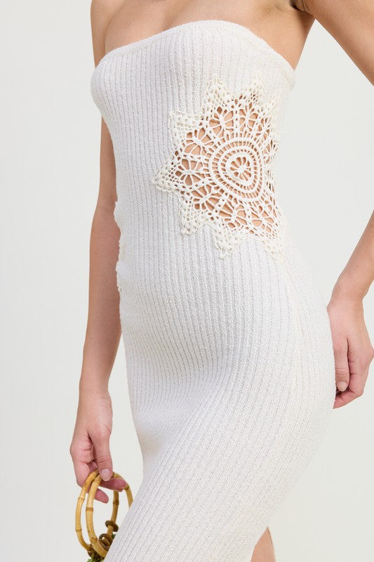 White Bodycon Tube Style Midi Dress