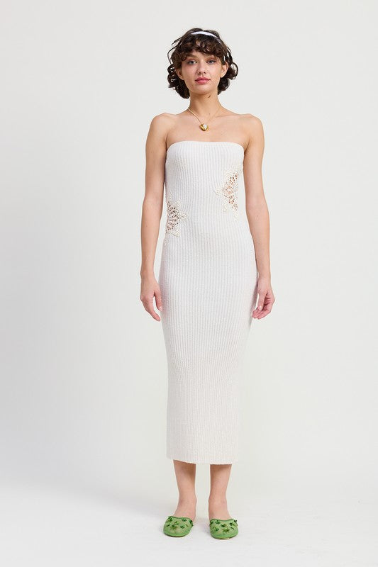 White Bodycon Tube Style Midi Dress