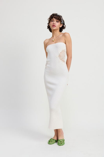 White Bodycon Tube Style Midi Dress