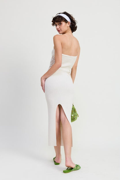 White Bodycon Tube Style Midi Dress