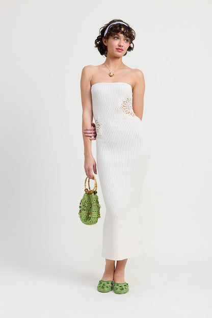 White Bodycon Tube Style Midi Dress