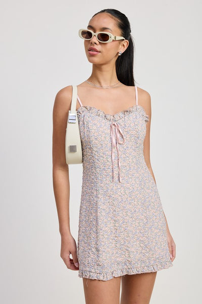 Ruffle Mini Floral Halter Dress