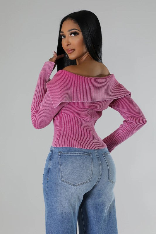 Bardot Off Shoulder Long Sleeve Zipper Up Top