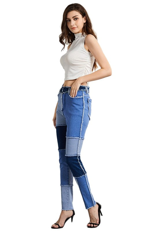 Multi-color Five-pocket Denim Skinny Jeans