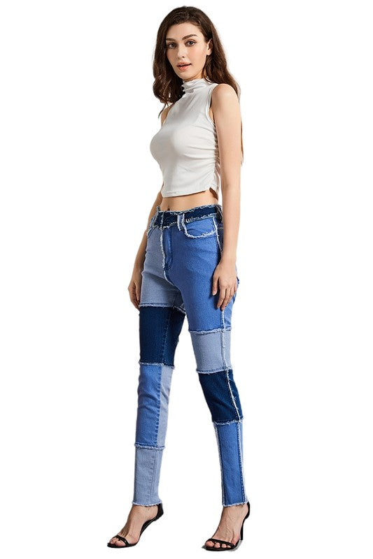 Multi-color Five-pocket Denim Skinny Jeans