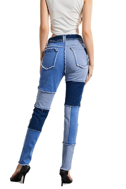 Multi-color Five-pocket Denim Skinny Jeans