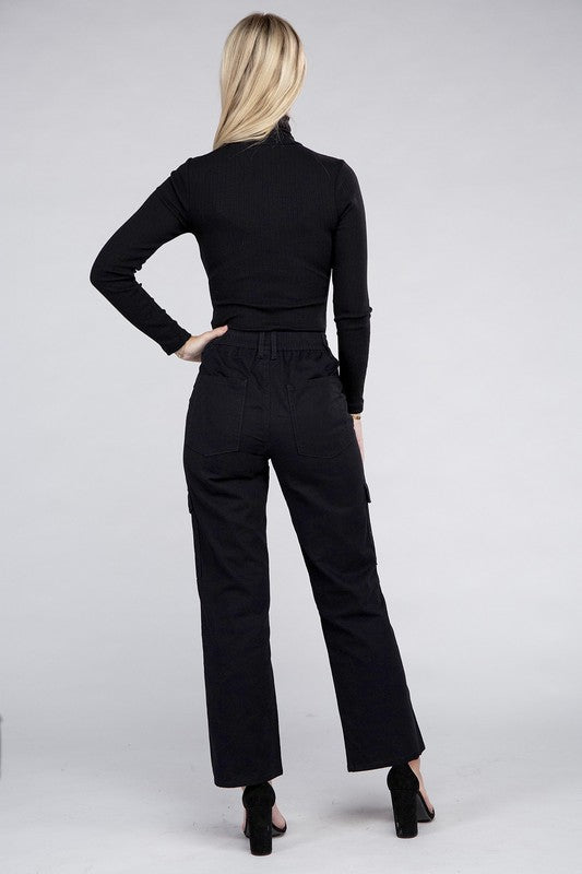 Everyday Casual Wear Elastic-Waist Cargo Pants