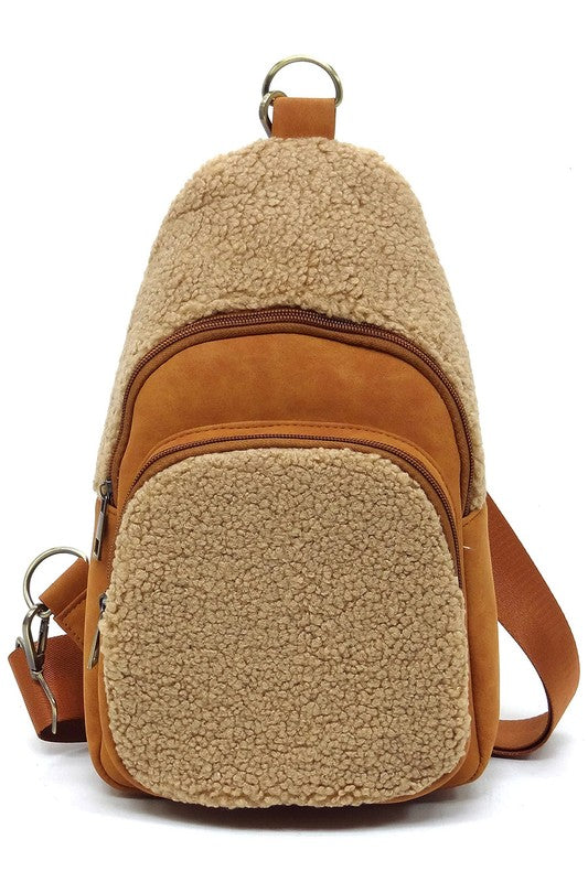 Terry Fur Sling Bag Crossbody Backpack