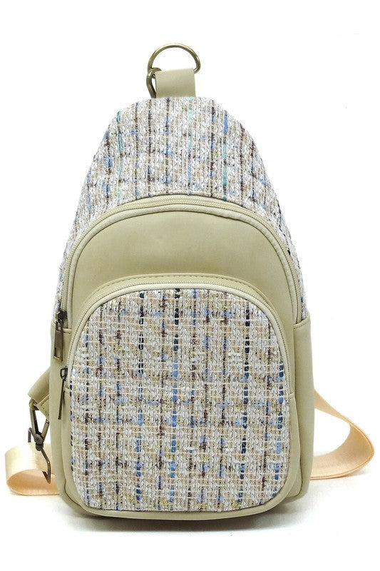 Tweed Sling Bag Crossbody Backpack