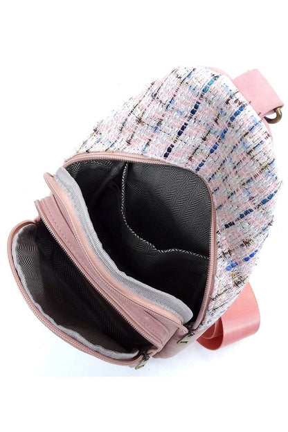 Tweed Sling Bag Crossbody Backpack