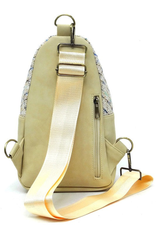 Tweed Sling Bag Crossbody Backpack