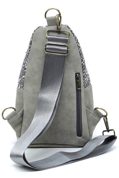 Tweed Sling Bag Crossbody Backpack