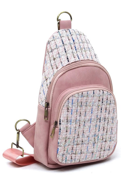 Tweed Sling Bag Crossbody Backpack