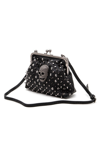 Skull Studded Convertible Shoulder Bag