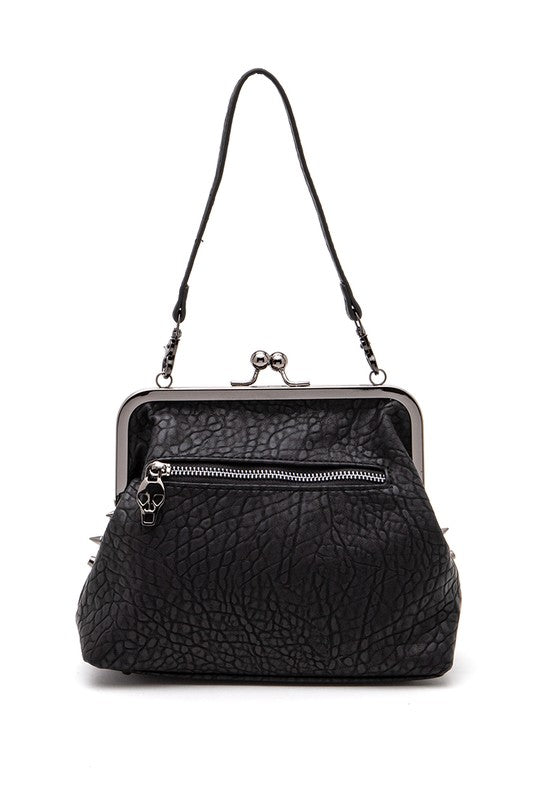 Skull Studded Convertible Shoulder Bag