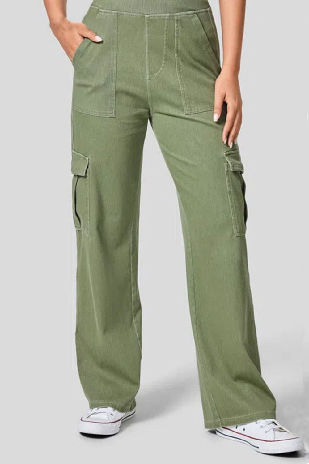 High Waist Straight Leg Cargo Jeans