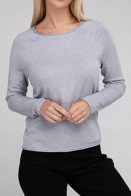 Long Sleeve Viscose Round Neck Basic Sweater