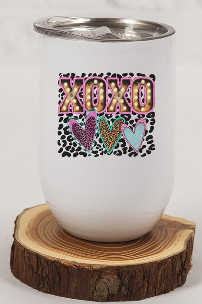 Valentine's Day XOXO Leopard Hearts Wine Cup