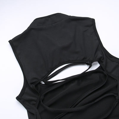 Women's Sexy Backless Slim Fitting Bodycon Slit Mini Dress