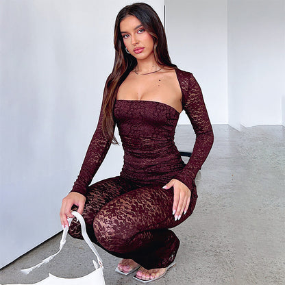 Lace See-Through Set - Blouse and Pants Intimate Wear