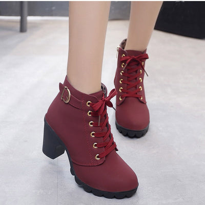 Cross Strap Ankle Boots - Edgy Buckle Combat Booties