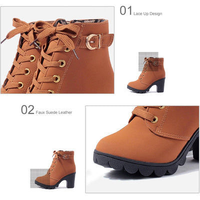 Cross Strap Ankle Boots - Edgy Buckle Combat Booties