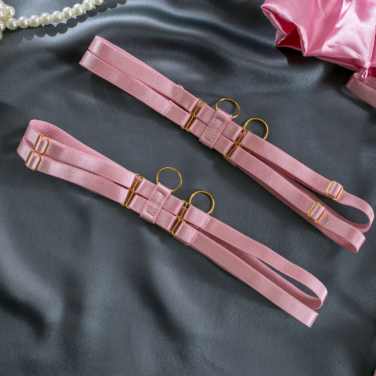 Floral Embroidered Garter Set - Contrast Color Intimate Wear