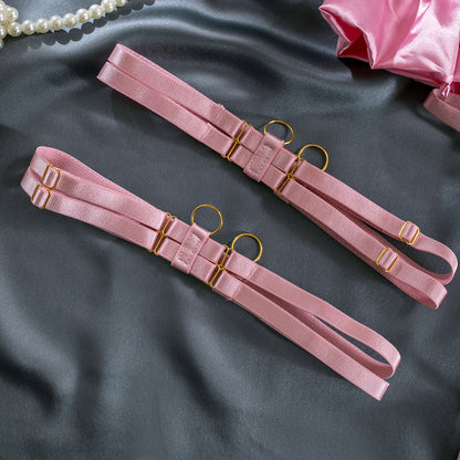 Floral Embroidered Garter Set - Contrast Color Intimate Wear