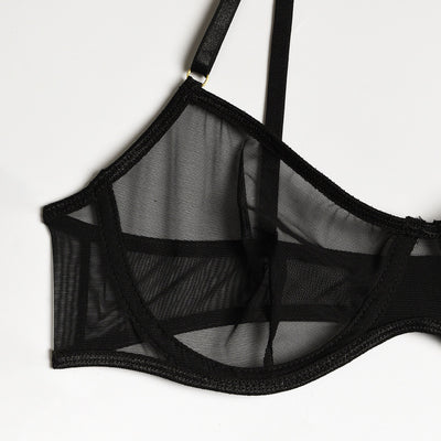 Mesh Garter Set - 4PC Intimate Set with Choker Collar