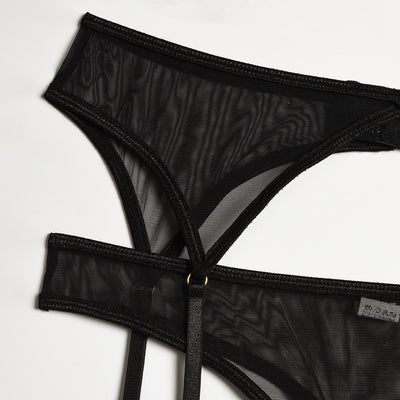 Mesh Garter Set - 4PC Intimate Set with Choker Collar