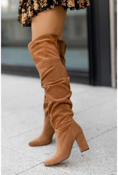 Thigh High Elegance Boots - Suede Pointed Toe