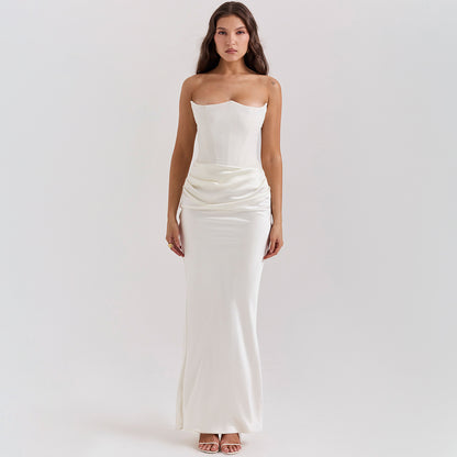 Slim-fit Bandeau Tube Top Long Sexy Backless Party Evening Dress