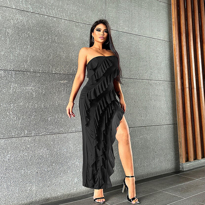 Tube Top Tassel Dress - Backless Split Party Clubwear