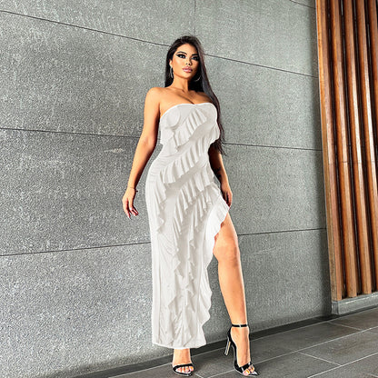 Tube Top Tassel Dress - Backless Split Party Clubwear