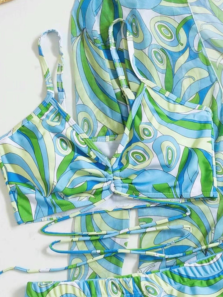 Tropical Paradise Set - 3-Piece Bikini with Cardigan