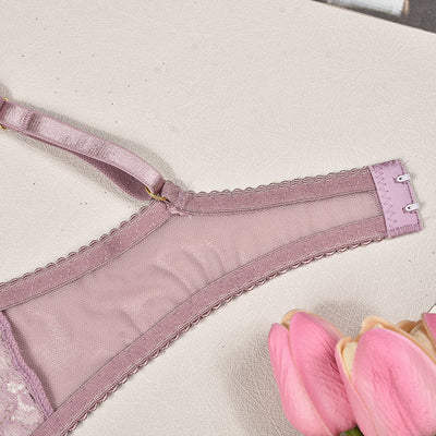 Lace Pearl Garter Set - 4PC See-Through Lingerie