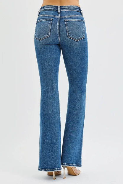RISEN Full Size Tummy Control High Rise Flare Jeans Plus Size - Fashions Envy