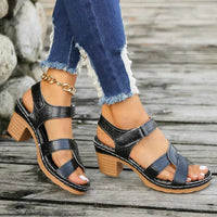 Open Toe Block Heel Sandals - Mid Height Elegant Style