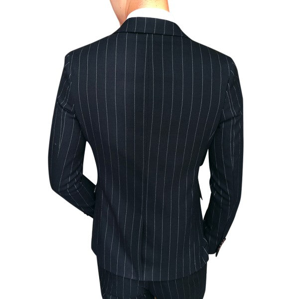 Mens Formal 3 Piece Pinstripe 2 Button Suit - Fashions Envy