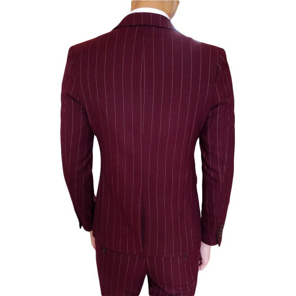 Mens Formal 3 Piece Pinstripe 2 Button Suit - Fashions Envy