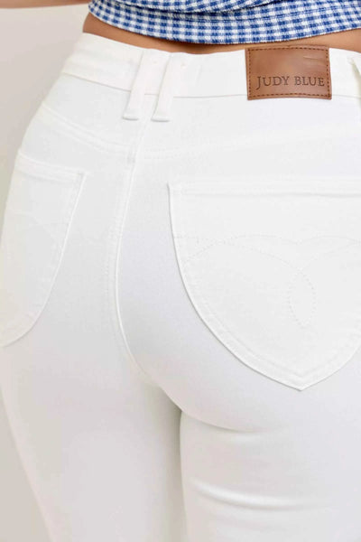 Judy Blue High Waisted Flare Jeans - White Tummy Control