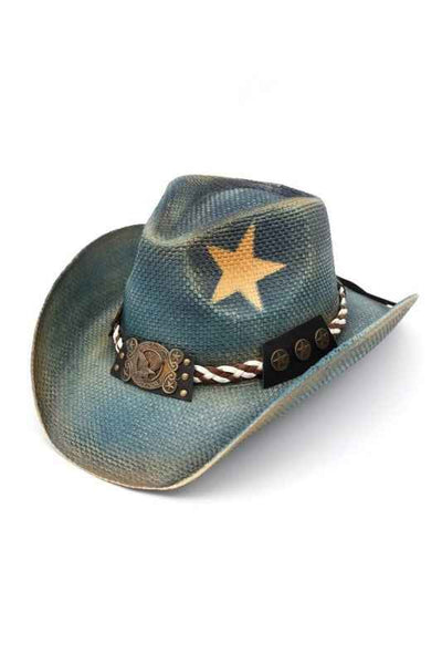 Western Eagle Plate Star Print Cowboy Hat