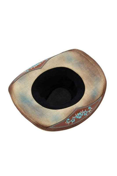 Embroidered Brim Turquoise Hatband Cowboy Hat