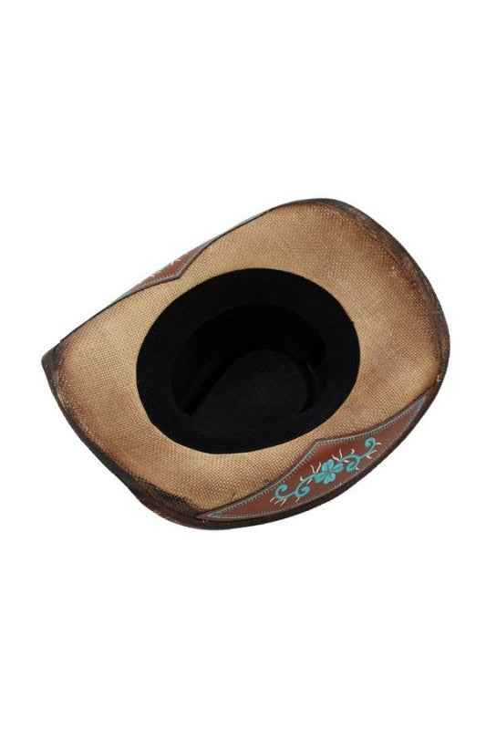 Embroidered Brim Turquoise Hatband Cowboy Hat