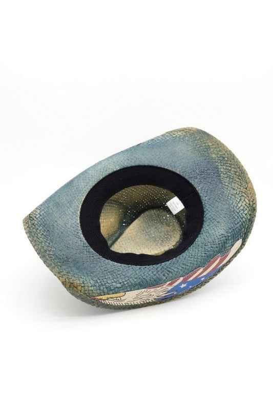 American Flag Contrast Brim Distressed Cowboy Hat