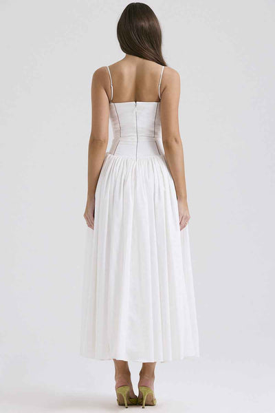 Floral Cami Maxi Dress - Cinched Waist A-Line Spaghetti Strap