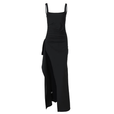 Backless Evening Dress - Strap High Slit Gown - Fashions Envy