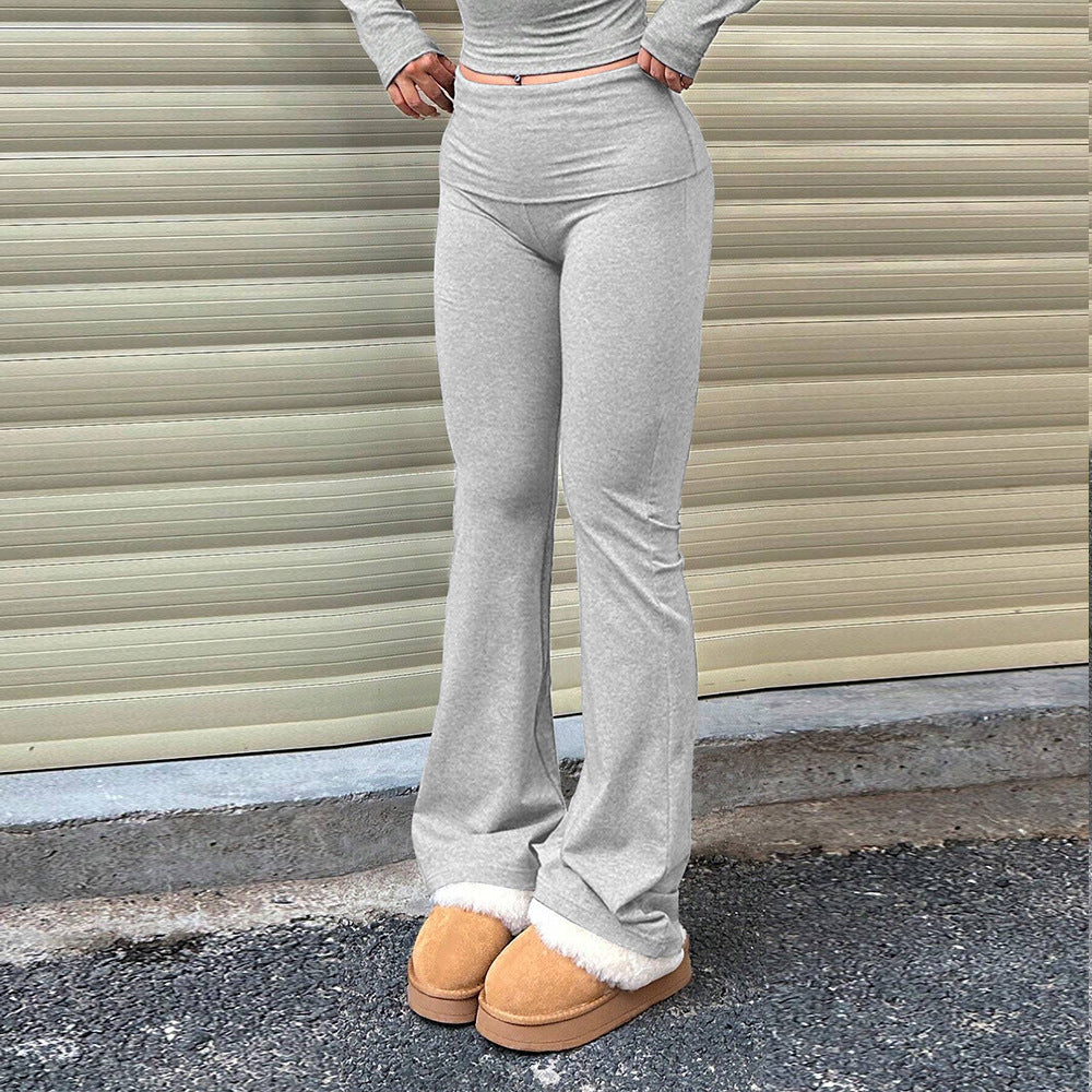 High Waist Skinny Pants - Casual Elastic Waistband