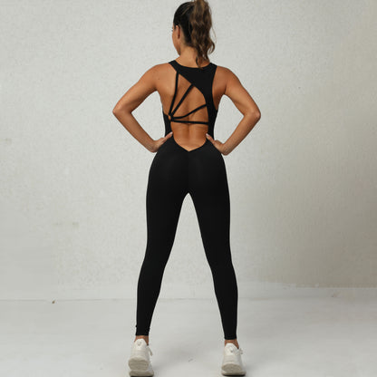 Yoga Jumpsuit - V-Back Sleeveless Fitness Activewear
