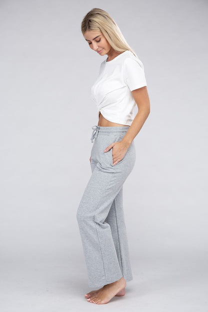 Casual Lounge Wide Pants with Drawstrings